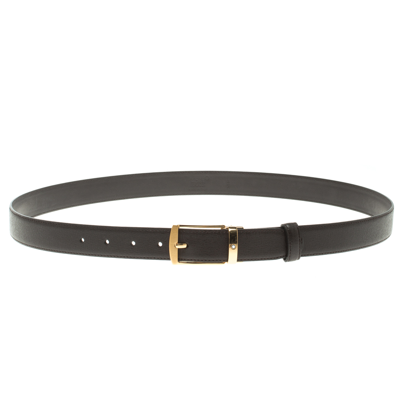 Montblanc Brown Saffiano Leather Pin Buckle Belt 120 CM