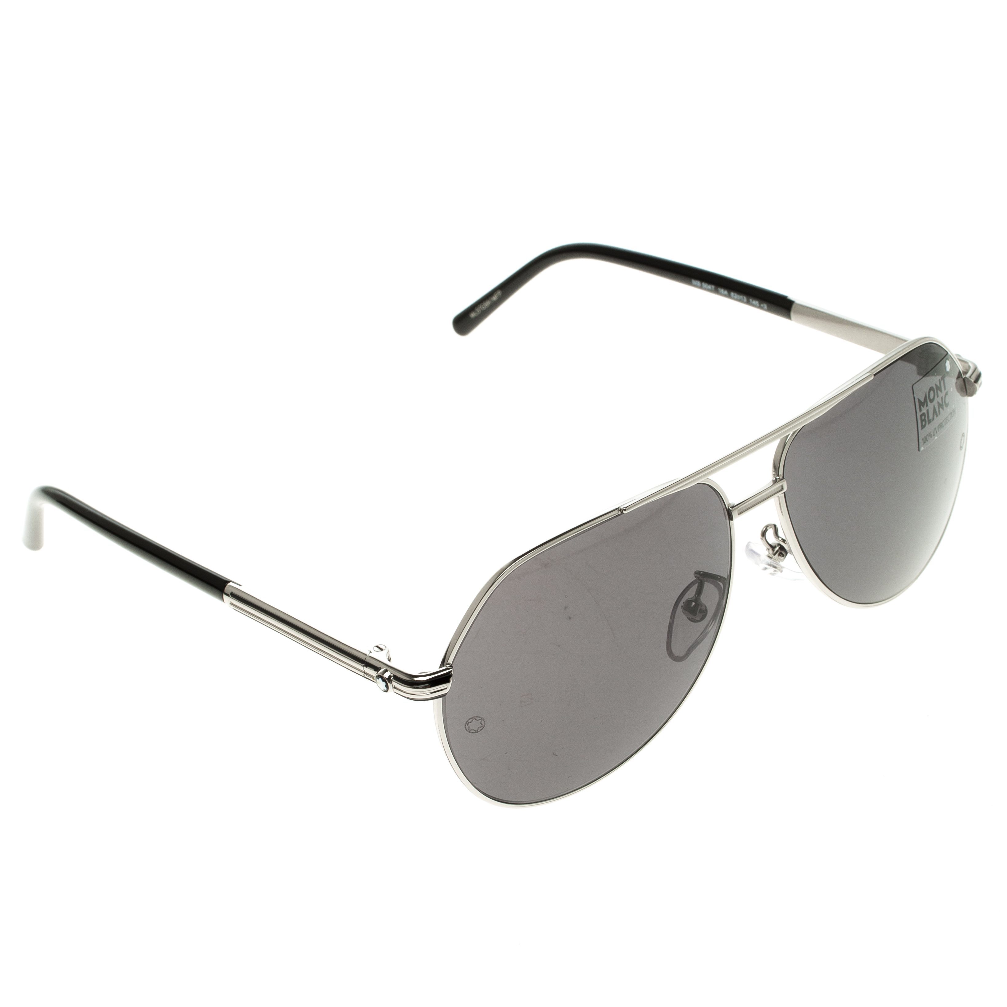 Montblanc Black/Silver MB504T Aviator Sunglasses
