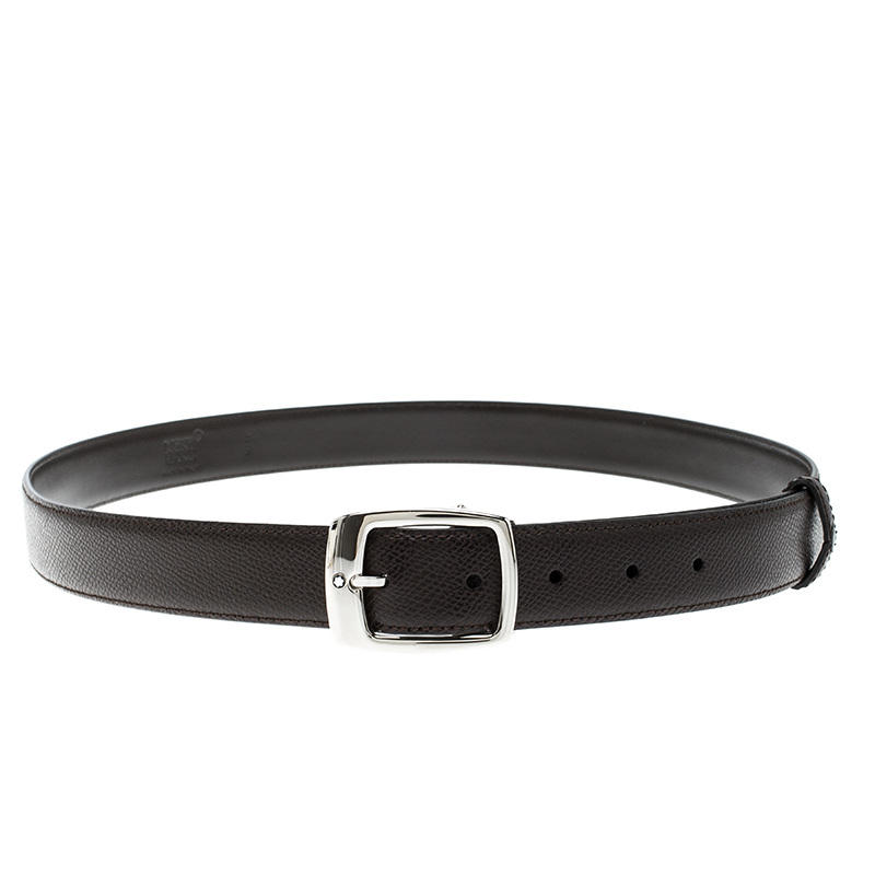 Pre Owned Montblanc Dark Brown Leather Classic Line Belt 120cm