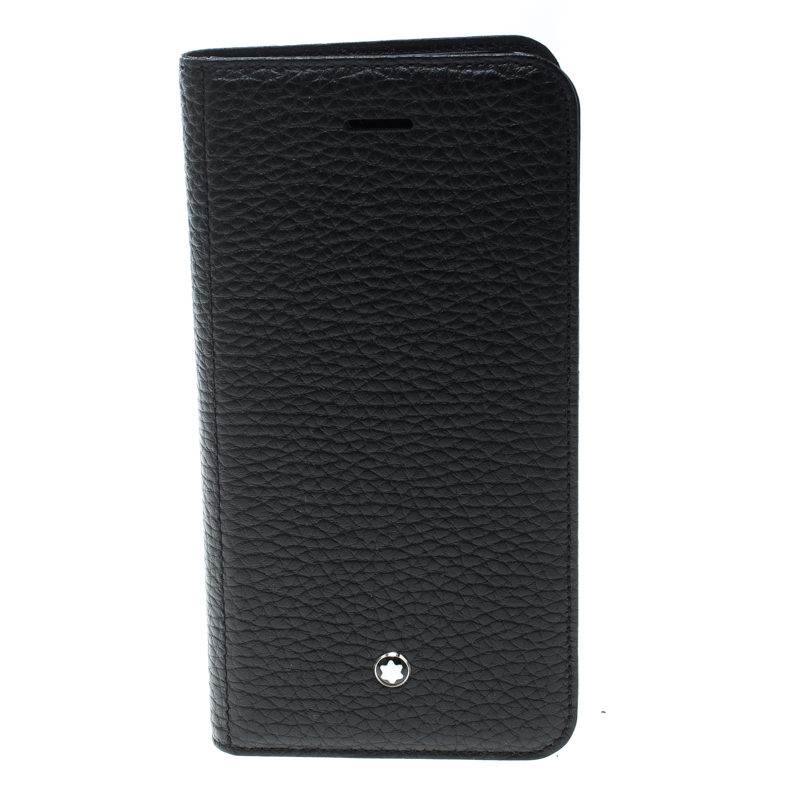 Pre Owned Montblanc Black Grain Leather Flipside Iphone 8 Case