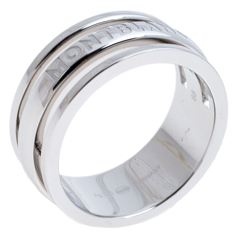 Montblanc Three Ring Motif Silver Men's Band Ring Size 68