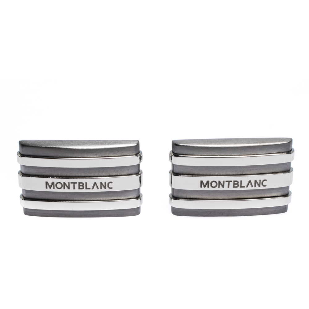 Pre Owned Montblanc Meisterstuck Stainless Steel & Tantalum Rectangular Cufflinks