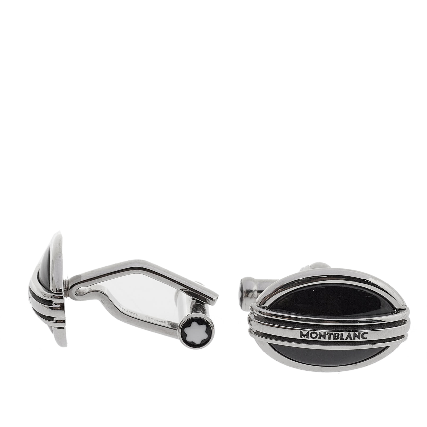

Montblanc Stainless Steel & Black Onyx Oval Cufflinks