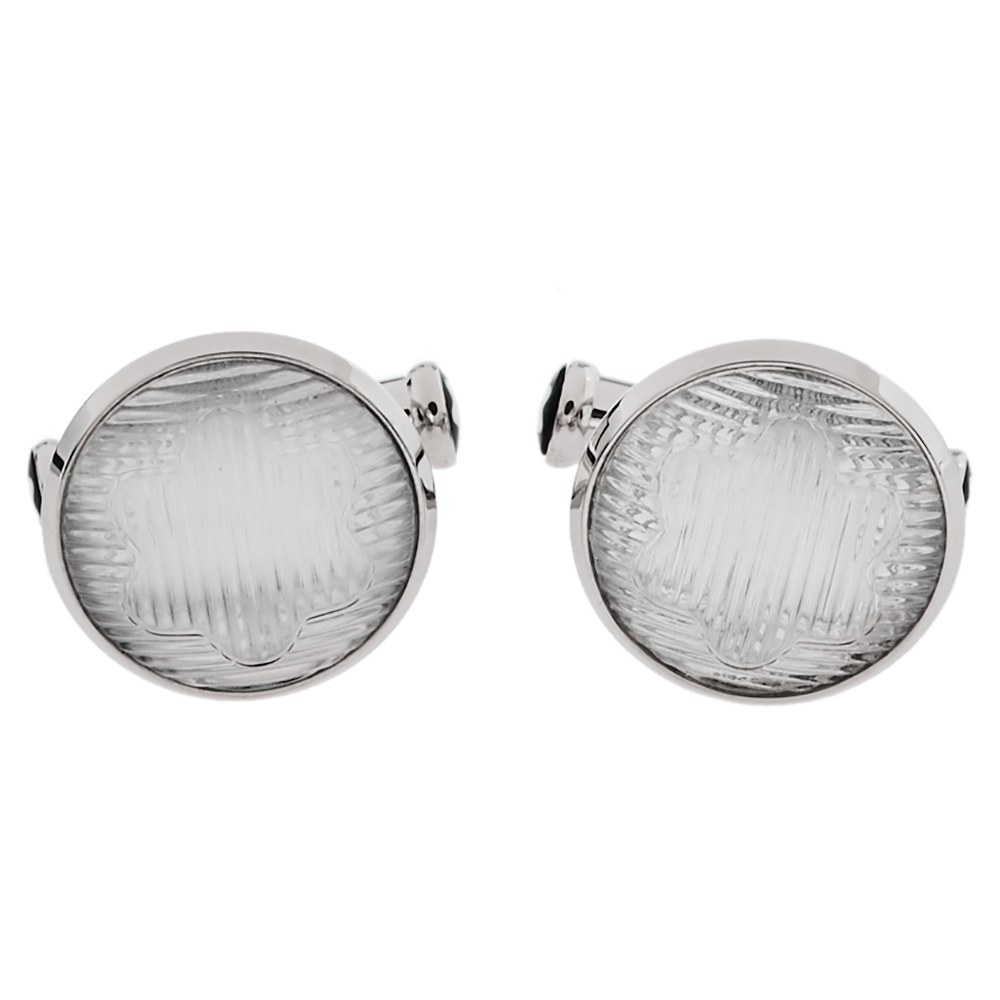 Pre Owned Montblanc Stainless Steel & Glass Urban Spirit Round Cufflinks
