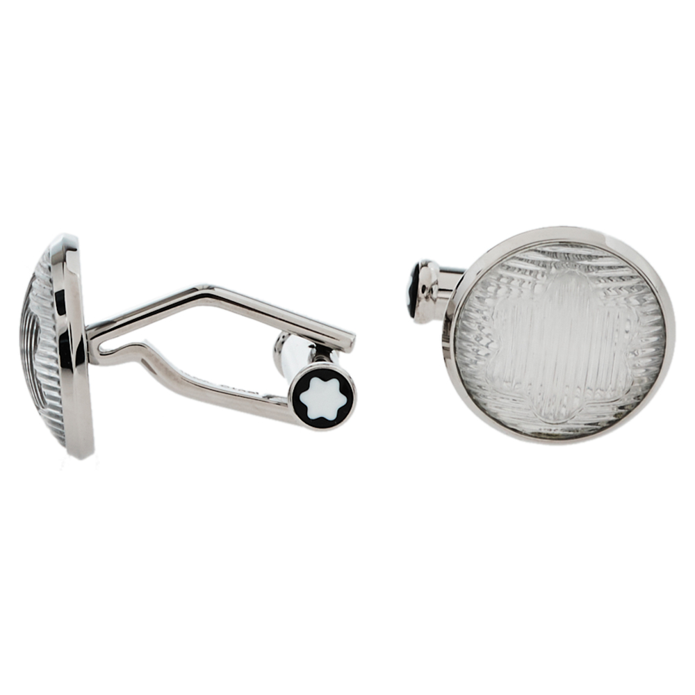 

Montblanc Stainless Steel & Glass Urban Spirit Round Cufflinks, Silver