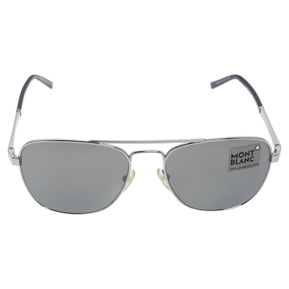 

Montblanc Silver Tone/ Grey MB 649S Aviator Sunglasses