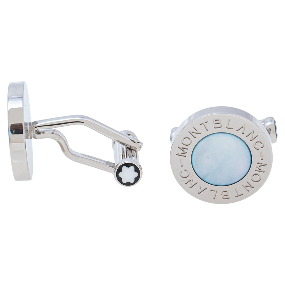 

Montblanc Meisterstuck Mother of Pearl Silver Tone Cufflinks, Blue