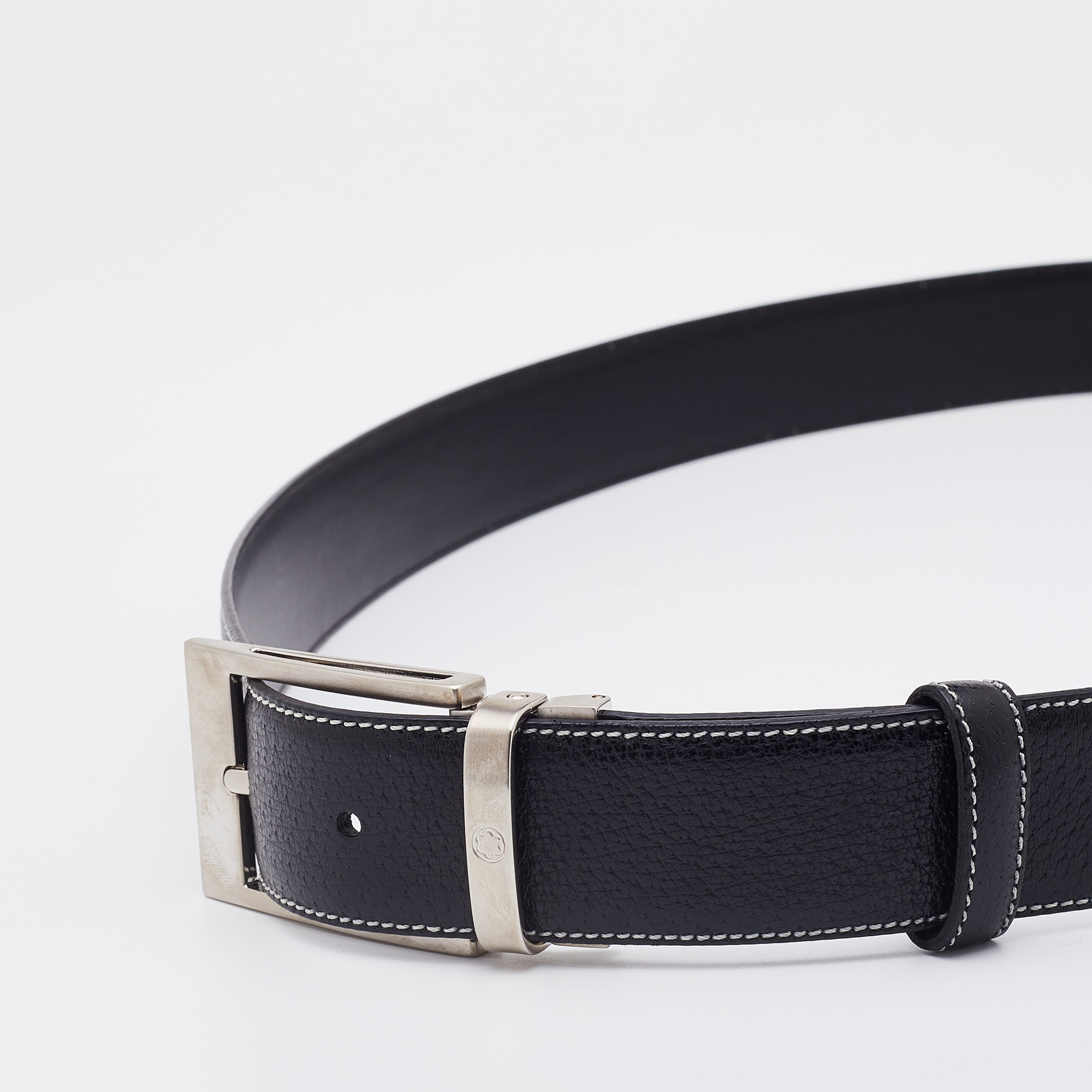 

Montblanc Black Leather Buckle Belt