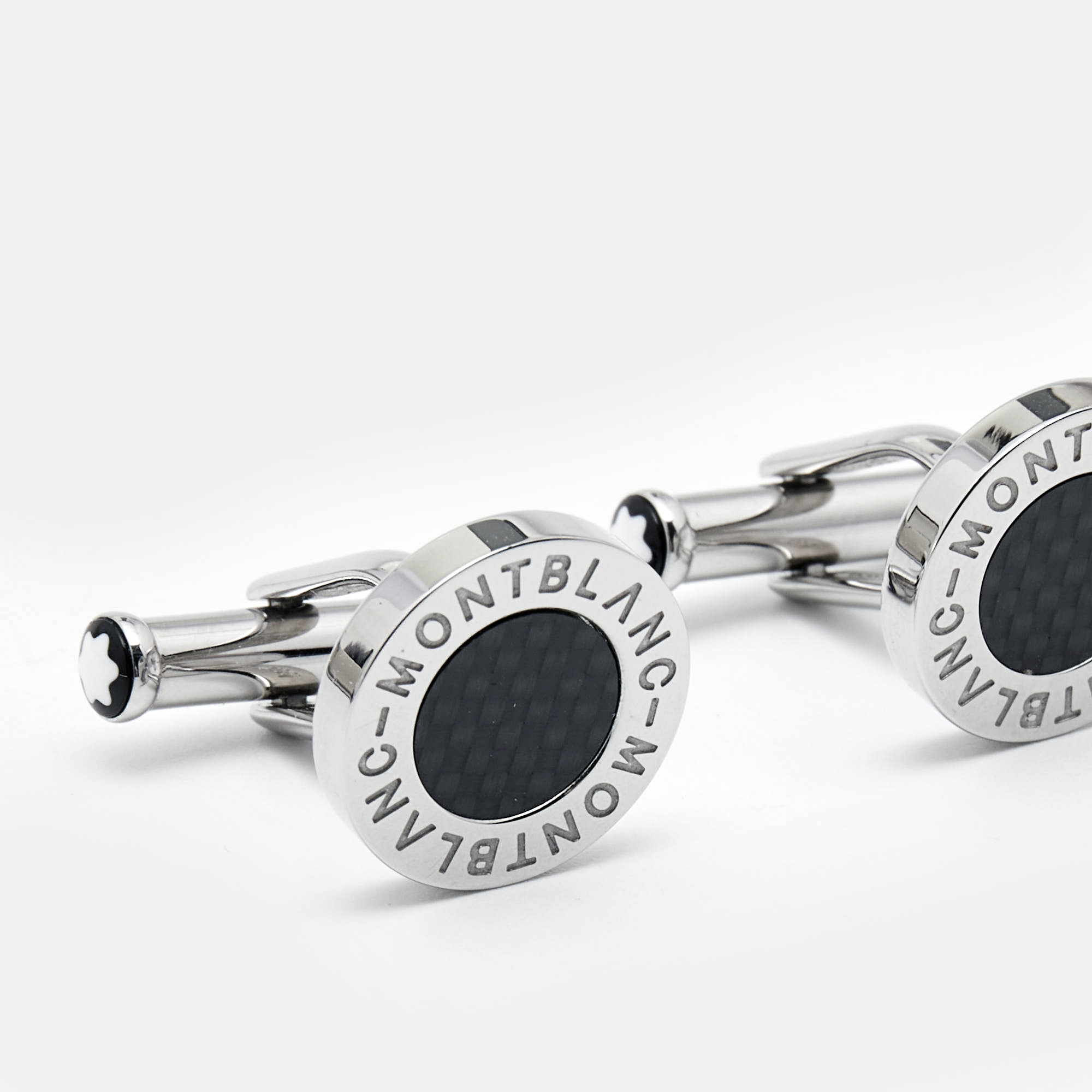 

Montblanc Meisterstück Silver Tone Carbon Inlay Cufflinks