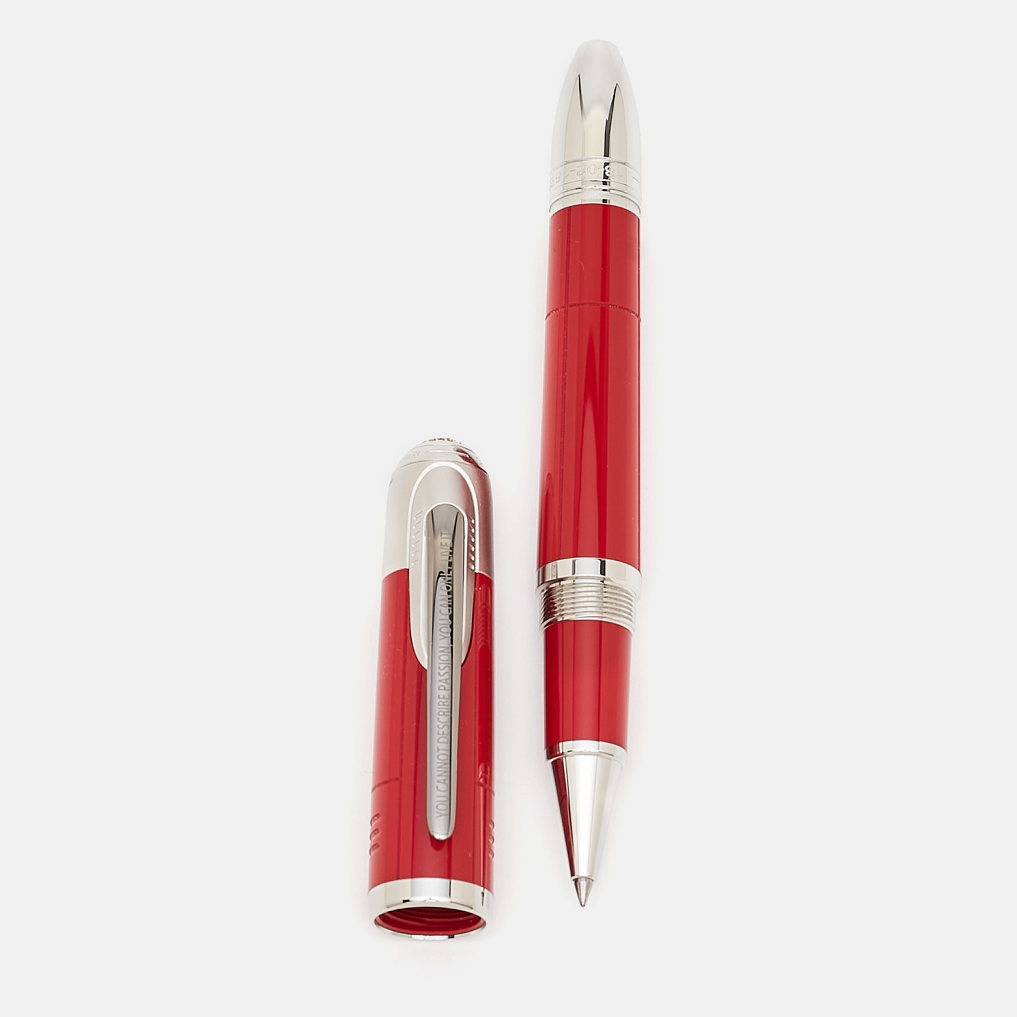 Pre-owned Montblanc Great Characters Enzo Ferrari Special Edition Resin Silver Tone Rollerball Pen