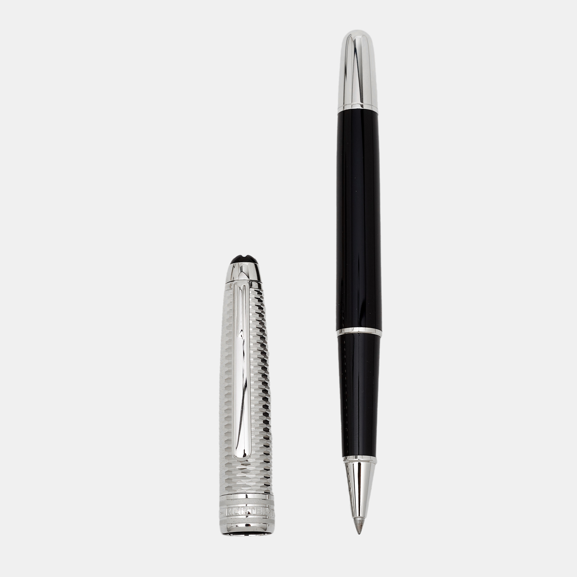 Pre-owned Montblanc Meisterstück Doué Geometry Resin Silver Tone Classique Rollerball Pen
