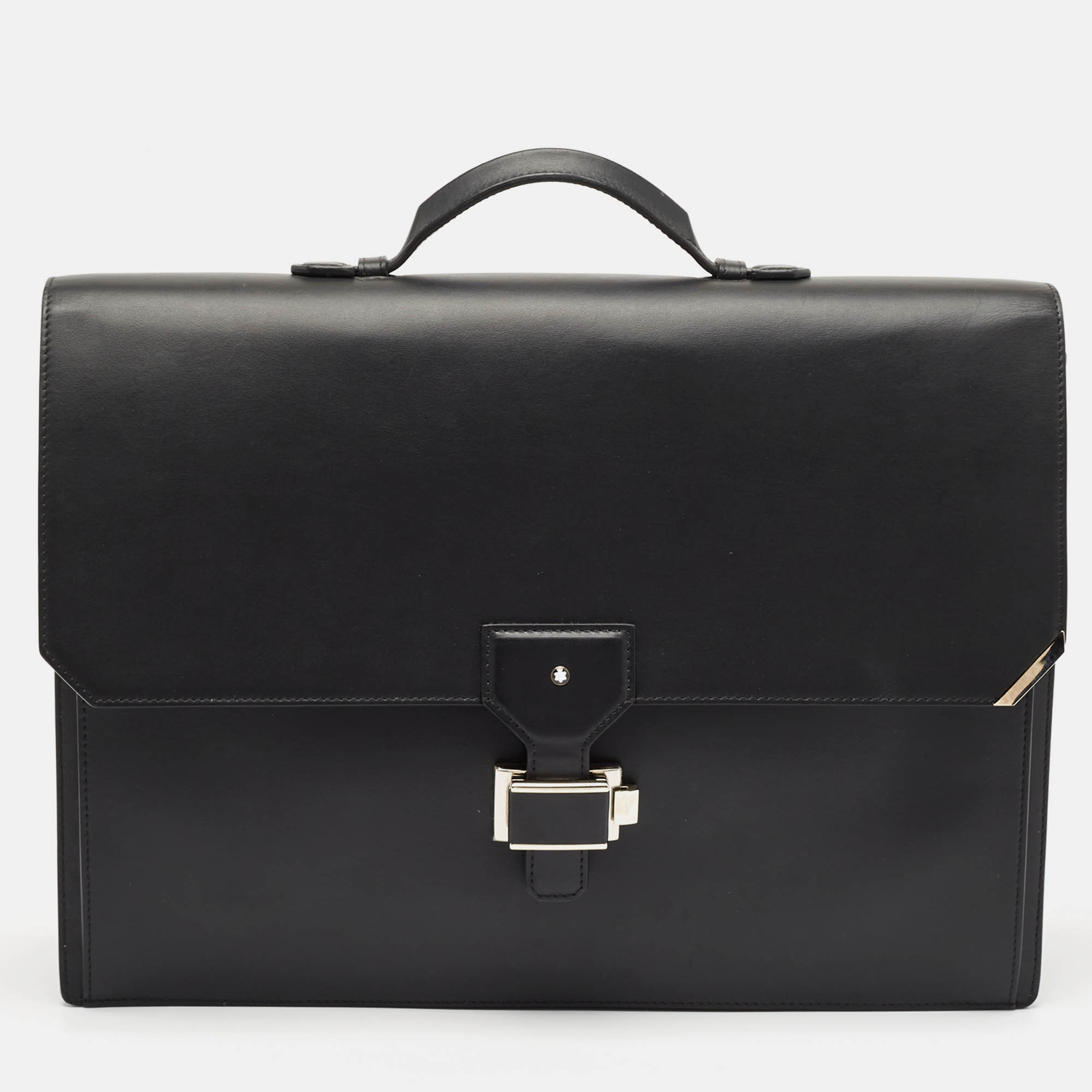 

Montblanc Black Leather Urban Spirit Double Gusset Briefcase