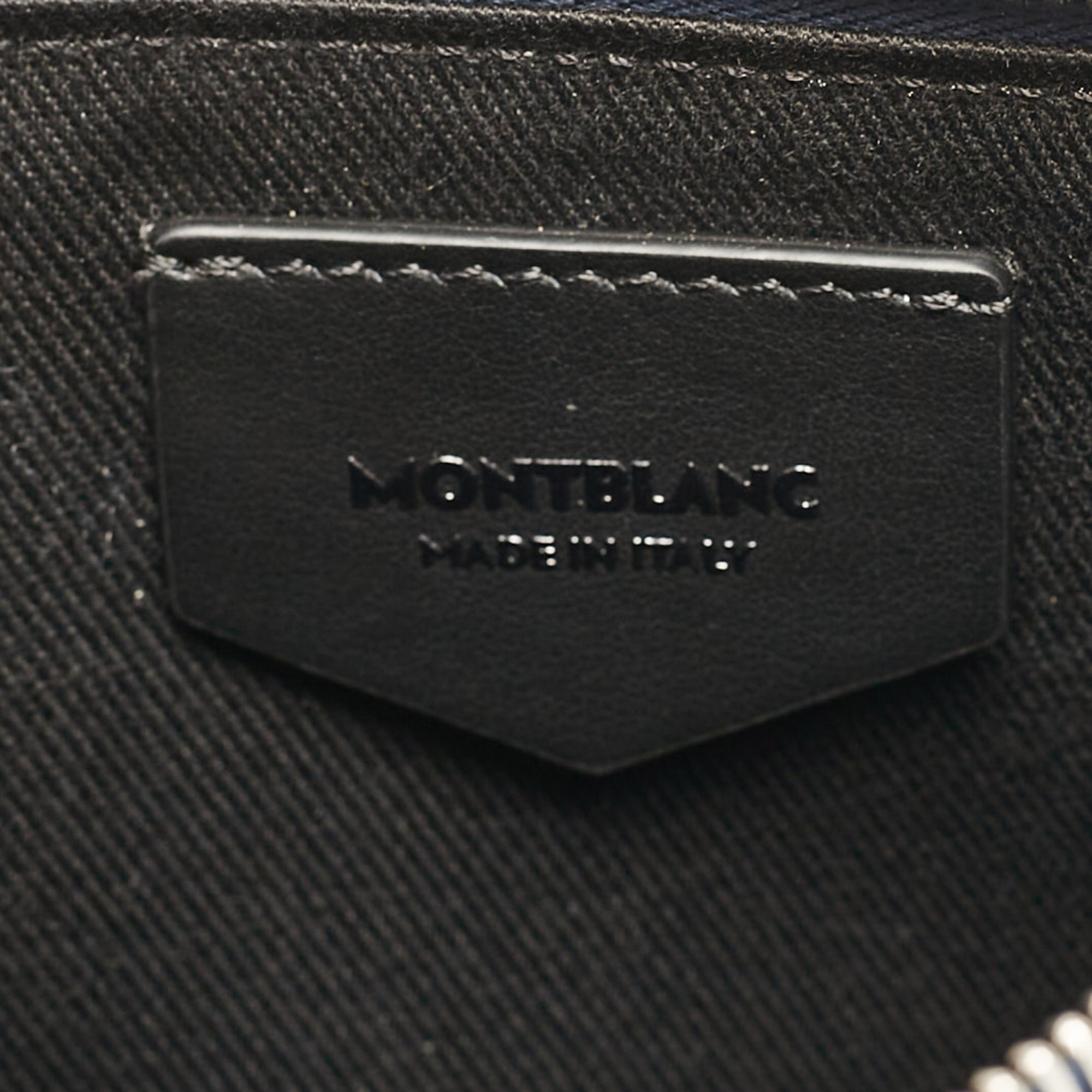 Montblanc Navy Blue Leather Zip Wristlet Pouch 