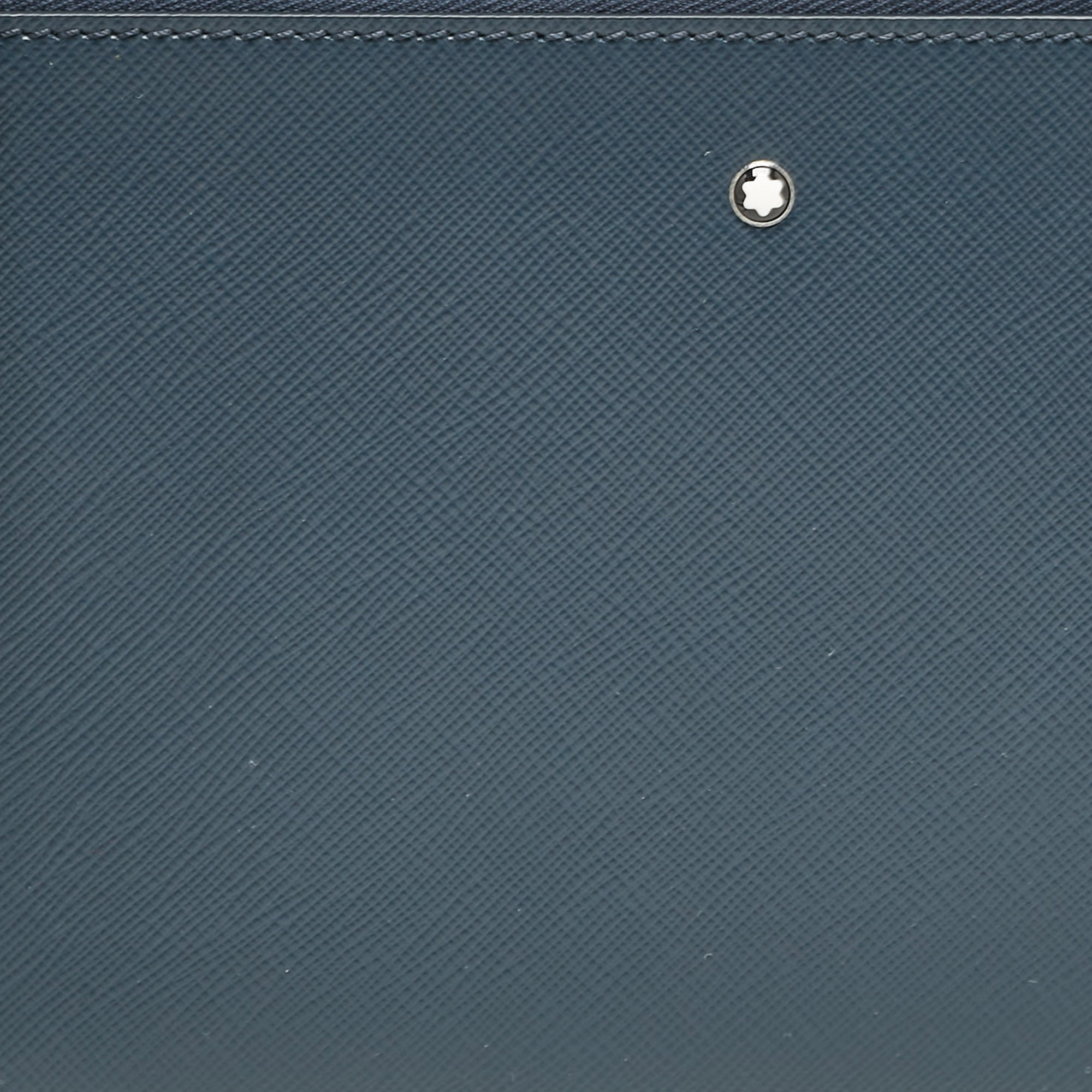 Montblanc Navy Blue Leather Zip Wristlet Pouch 