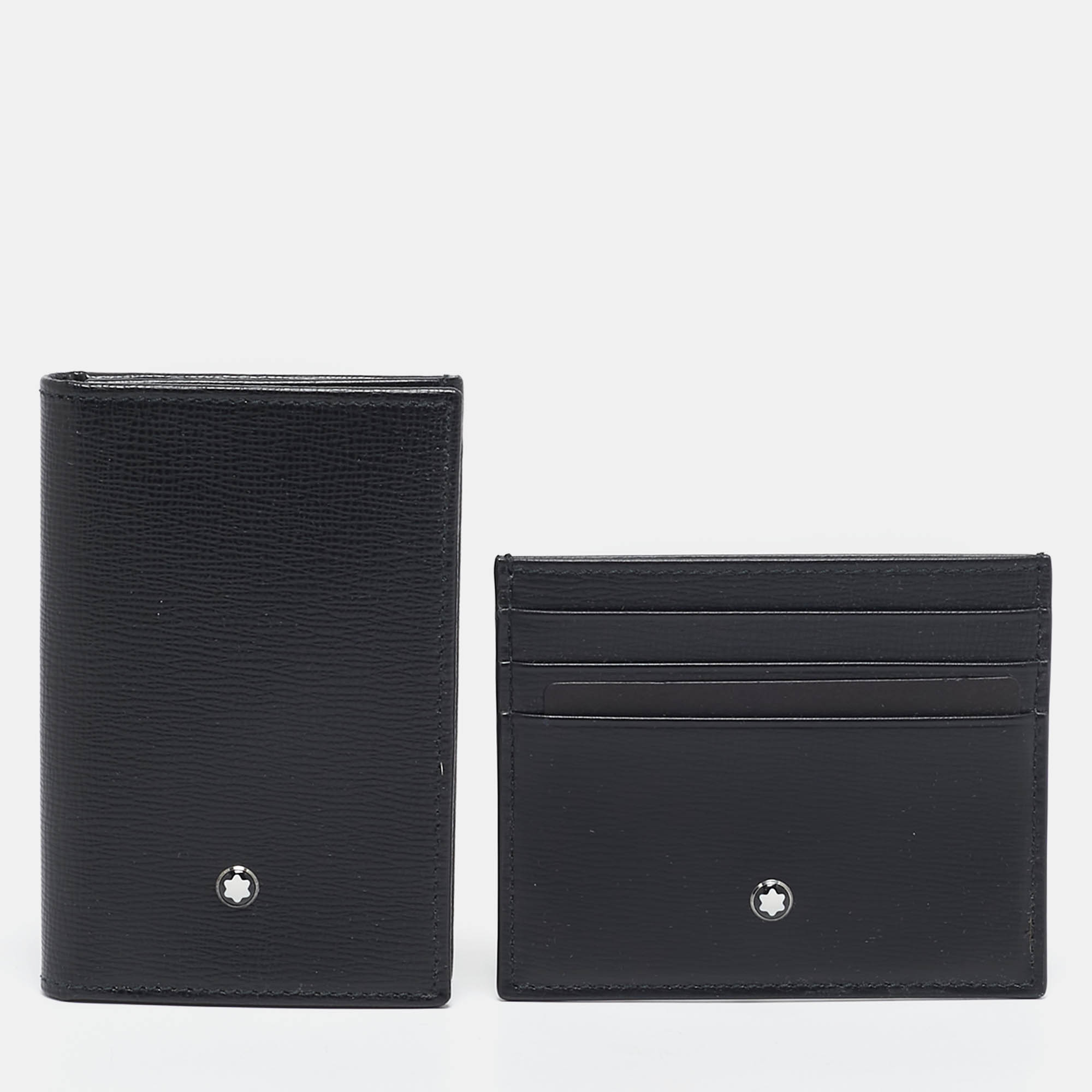 

Montblanc Black Leather Meisterstuck Business Card Holder Set of 2