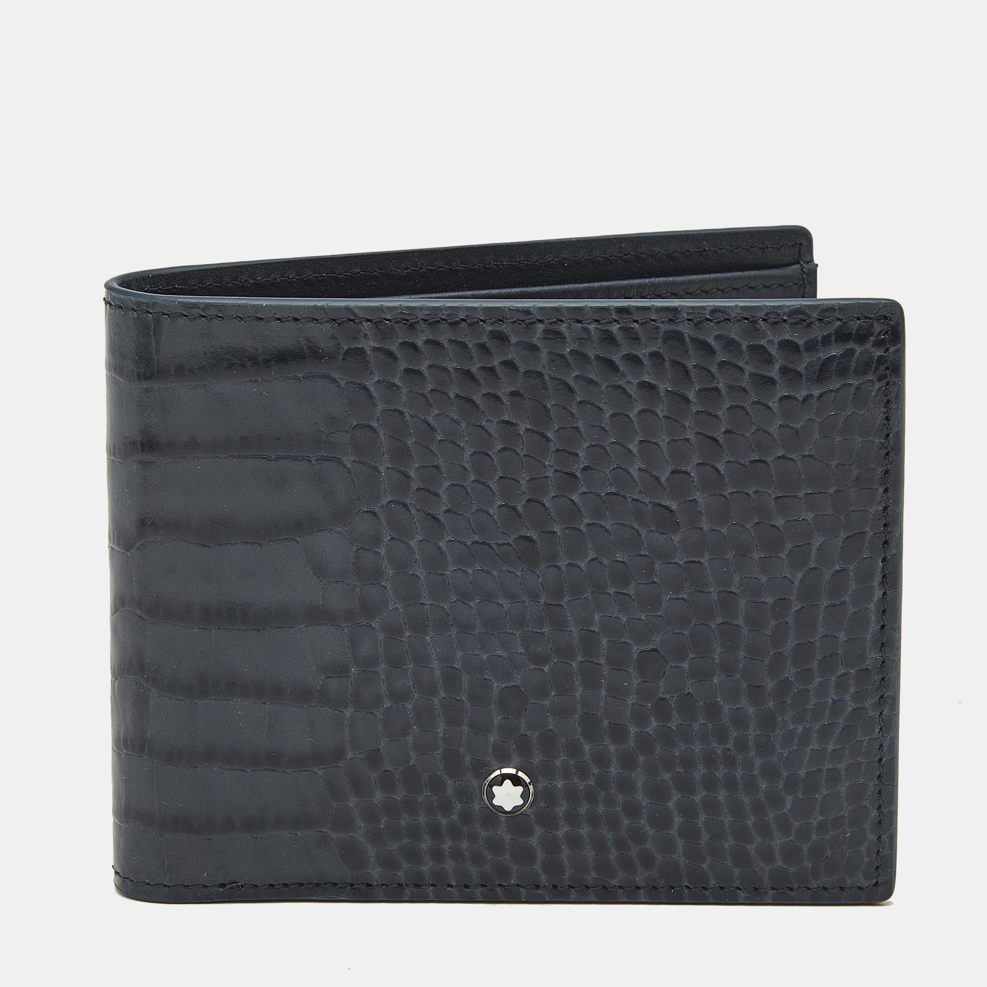 

Montblanc Blue Croc Embossed Leather Meisterstuck Bifold Wallet
