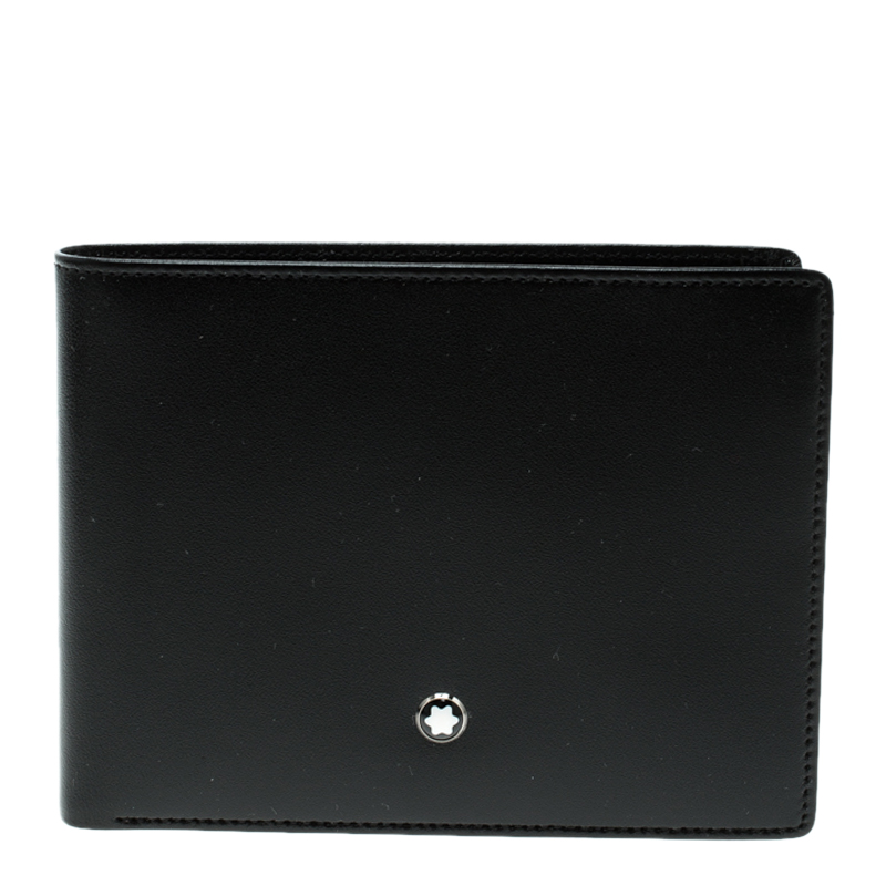 Pre Owned Montblanc Black Leather 6cc Bifold Wallet