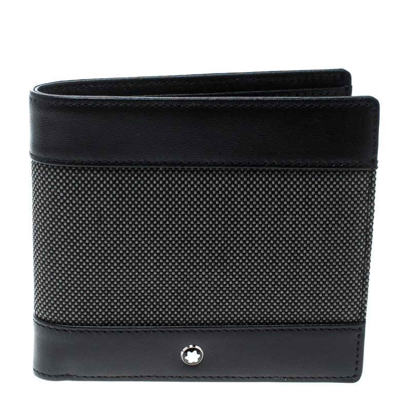 Pre Owned Montblanc Dark Grey/Black Canvas Meisterstuck Bifold Wallet