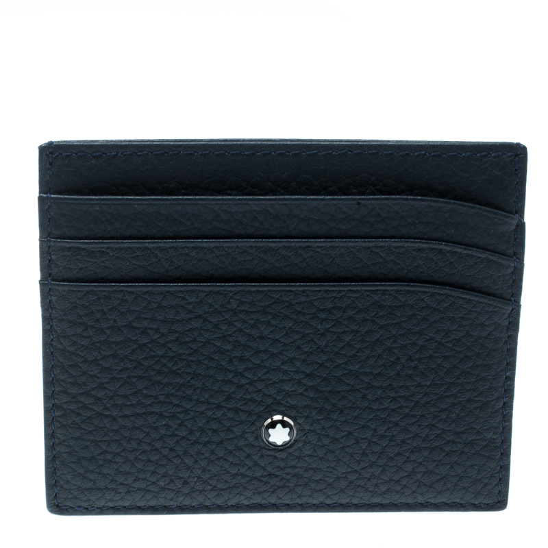 Pre Owned Montblanc Blue Soft Grain Leather Meisterstuck Card Holder 6CC