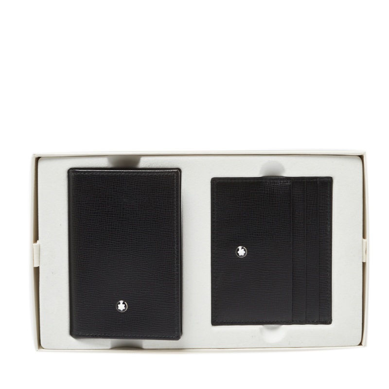 

Montblanc Black Leather Meisterstuck Business Card Holder Set