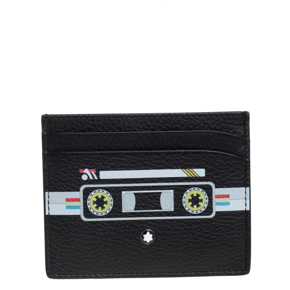 Pre-owned Montblanc Leather Meisterst&uuml;ck Mix Tapes Card Holder In Black