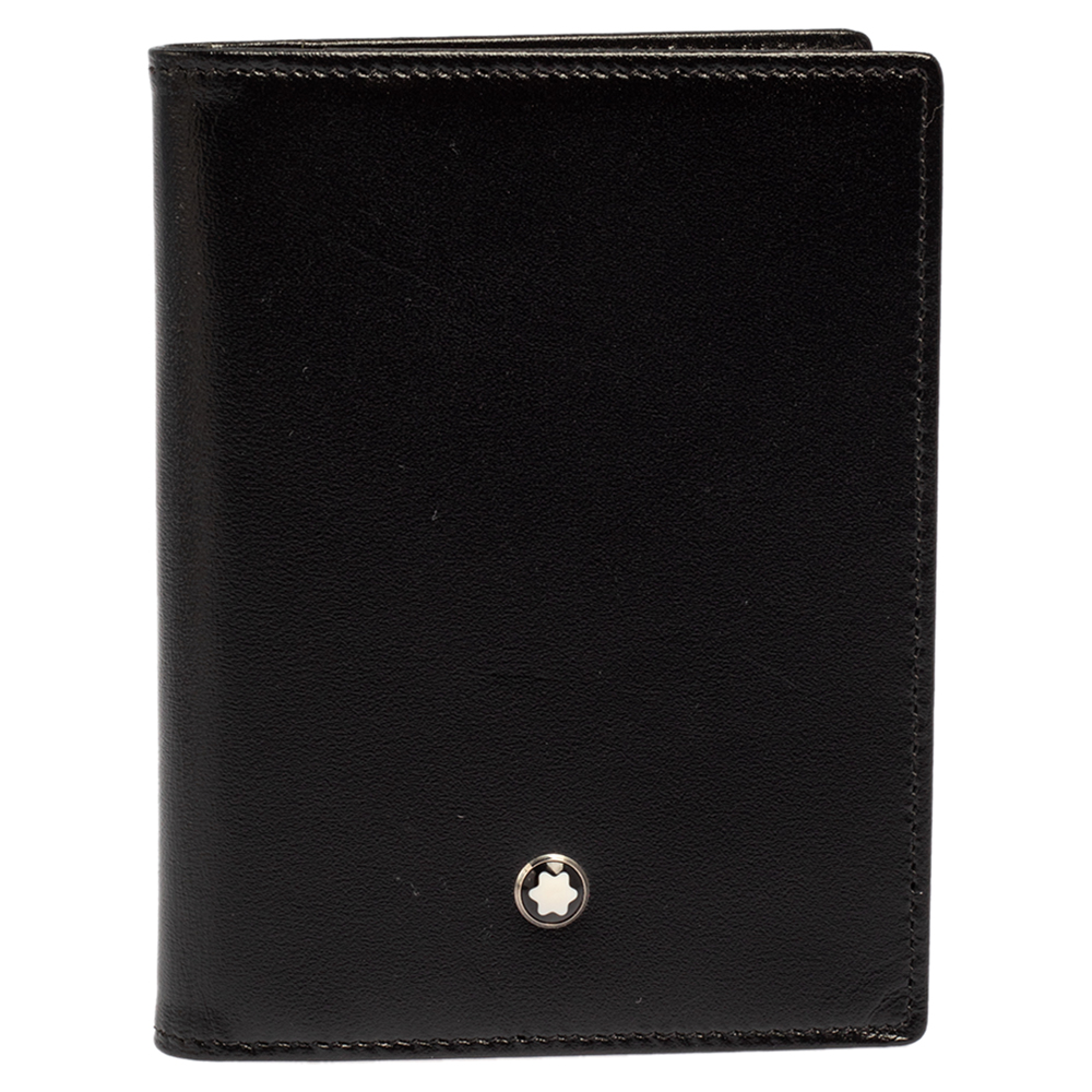 Pre-owned Montblanc Black Leather Meisterstuck Multi Credit Card Case