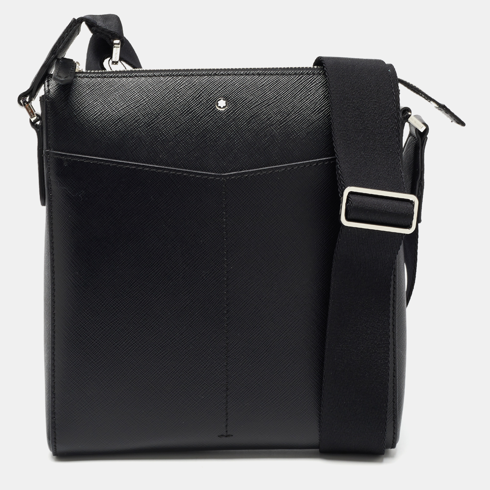 Pre-owned Montblanc Black Leather Sartorial Zip Messenger Bag