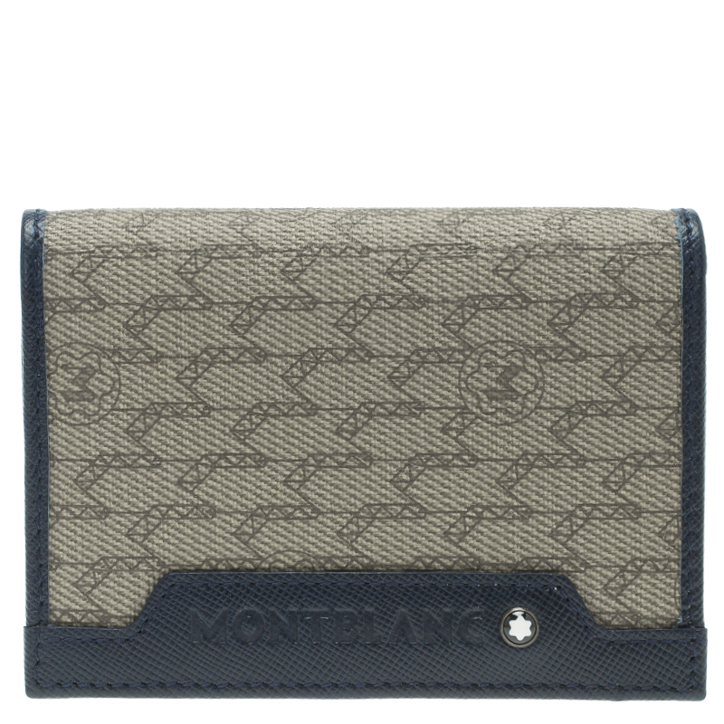 Montblanc Blue Coated Canvas and Leather Signature Card Holder
