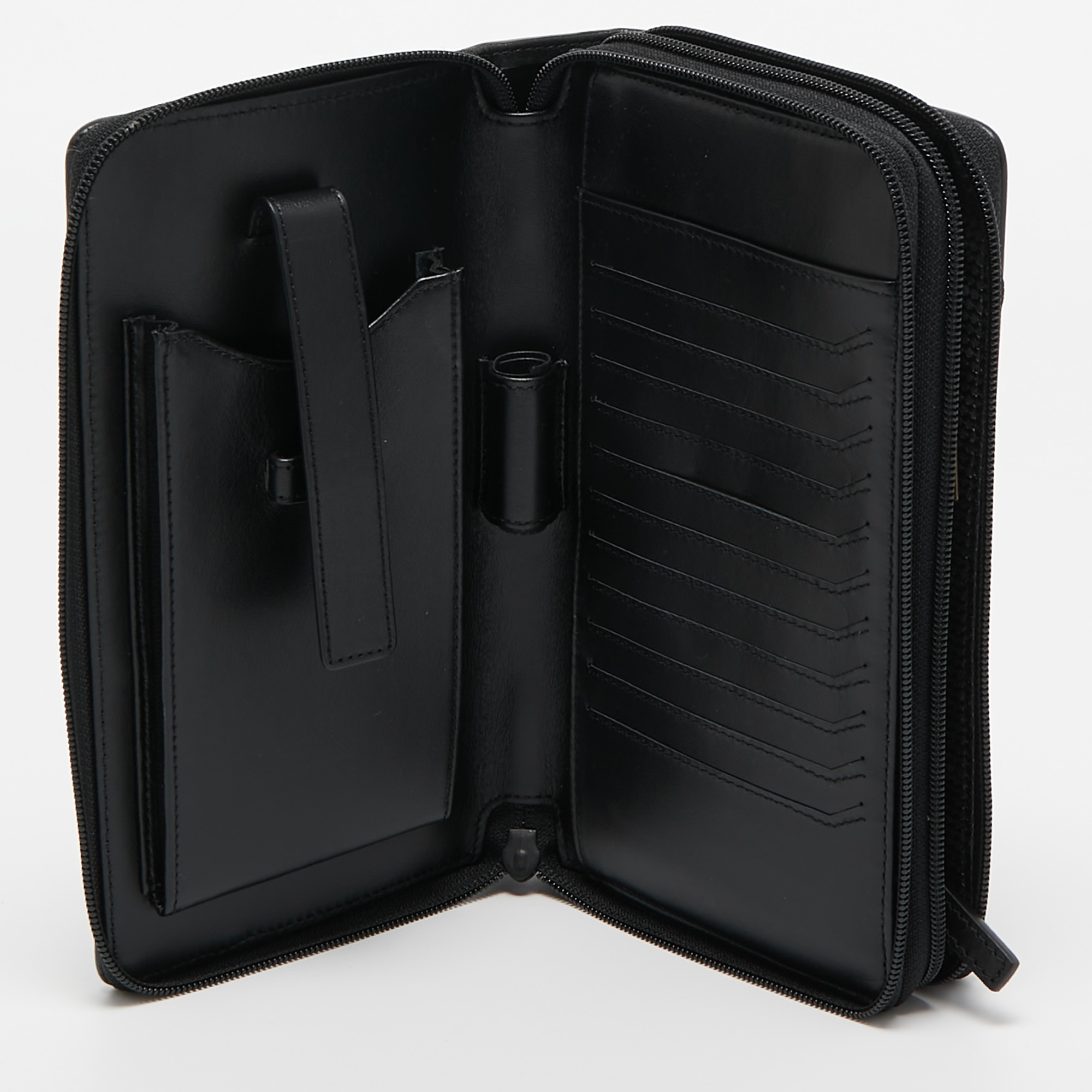 

Montblanc Grey/Black Leather And Nylon Nightflight Travel Companion Wallet