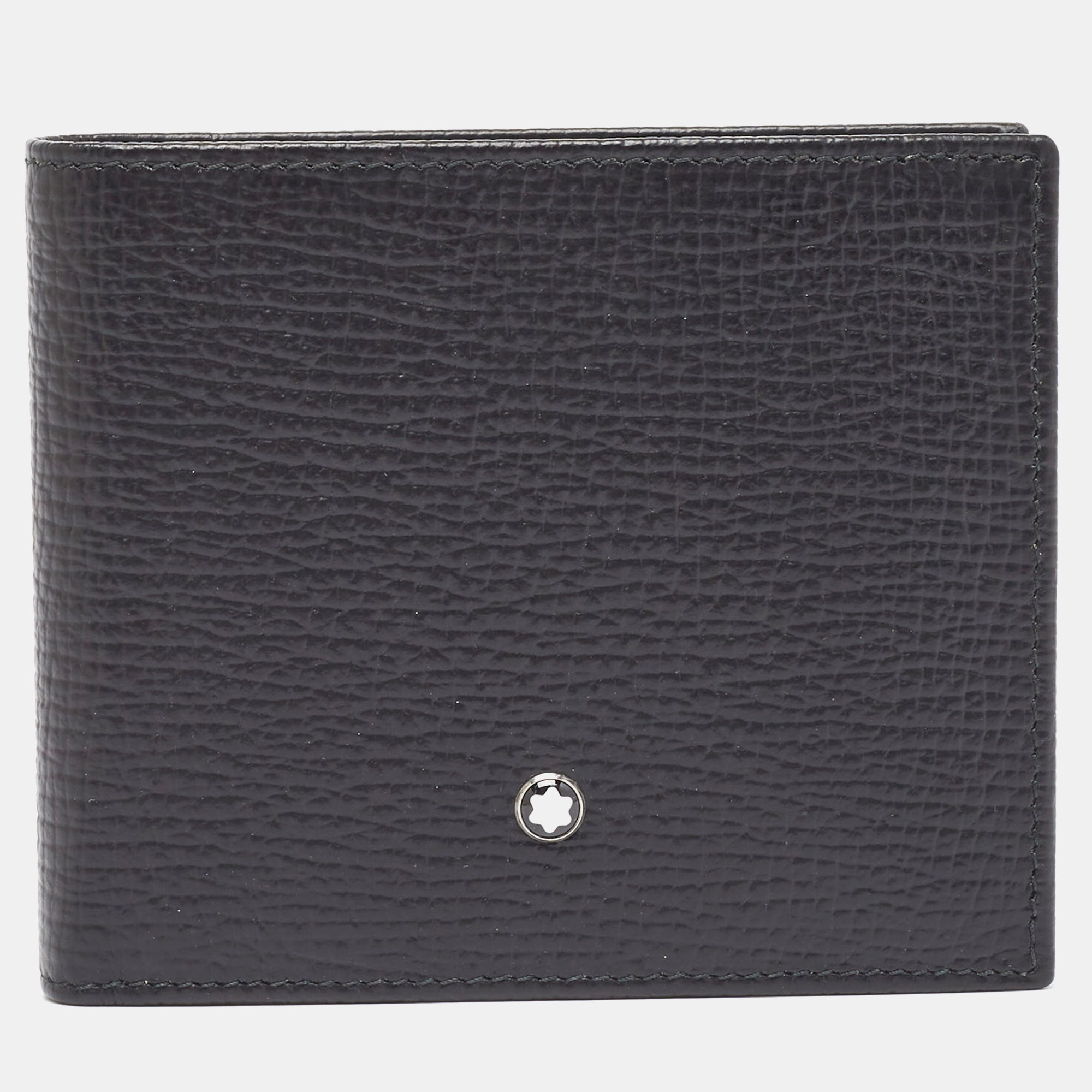 Pre-owned Montblanc Black Leather Meisterstuck 6cc Bifold Wallet