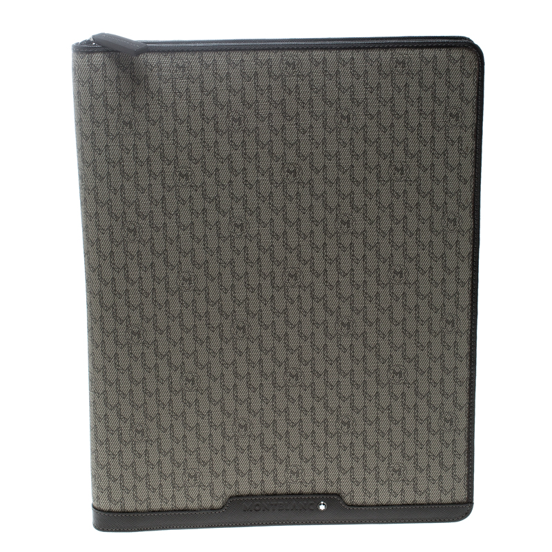 Pre Owned Montblanc Beige Signature Coated Canvas Large Notepad