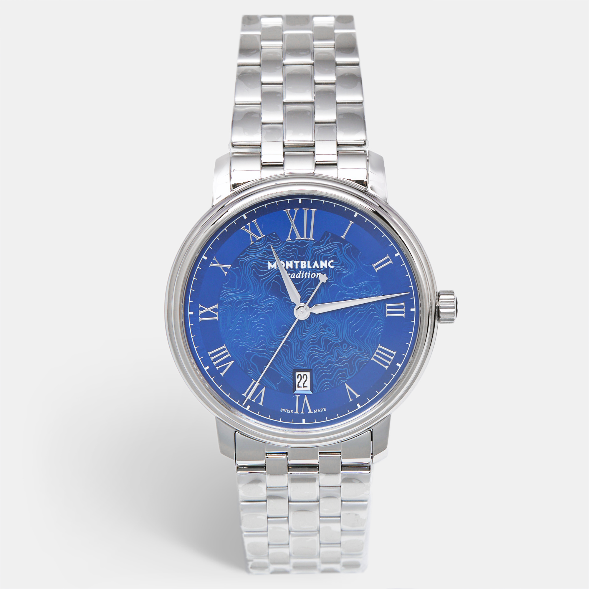 

Montblanc Tradition MB131275 Blue Dial Stainless Steel Men's Wristwatch, Silver