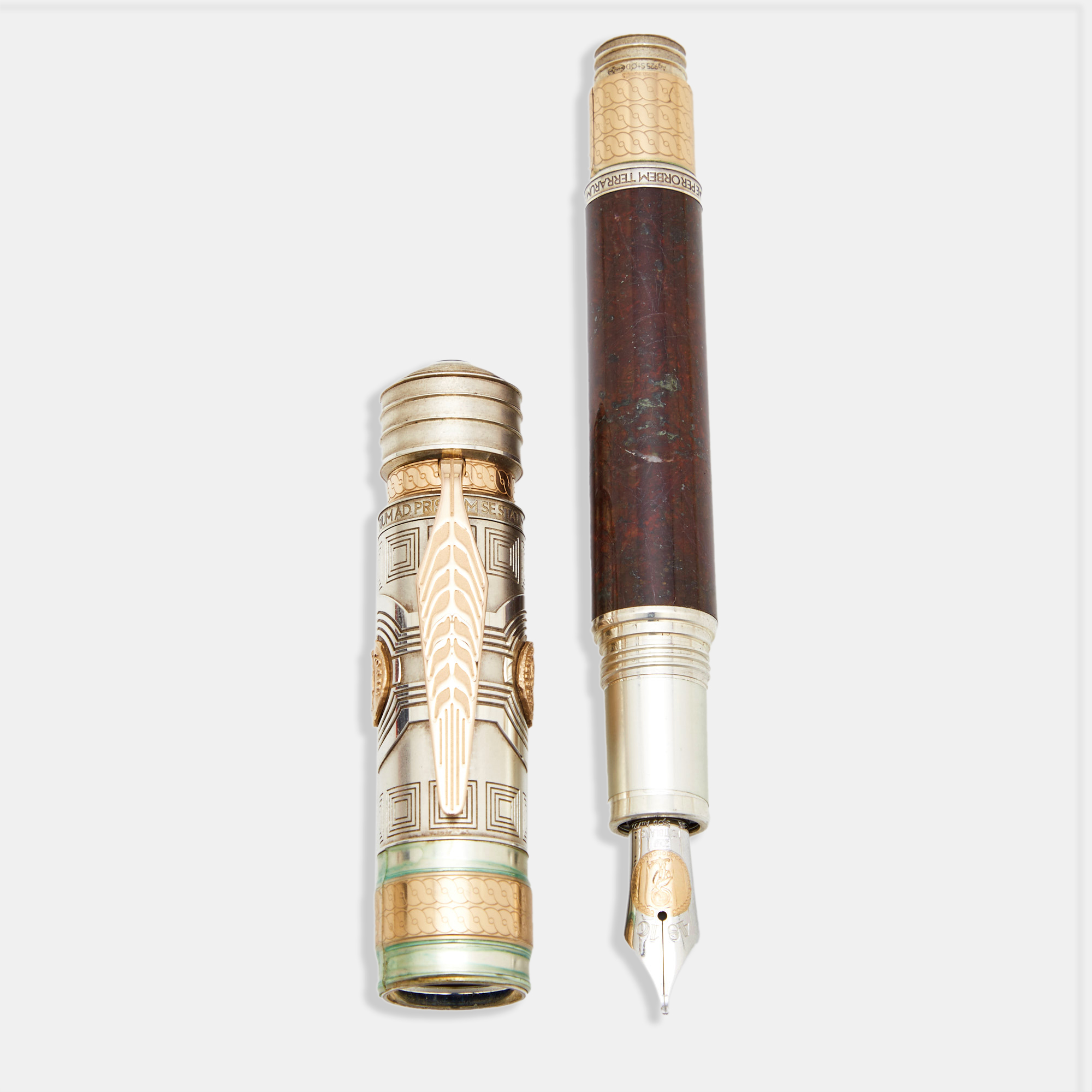 

Montblanc 2018 Patron of Arts Homage to Hadrian 888 Marble Sterling Silver 18k Gold Two Tone Metal Fountain Pen