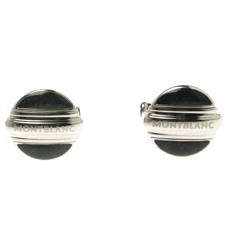 Pre Owned Montblanc Bicolor Lacquer Reversible Stainless Steel Heritage Cufflinks