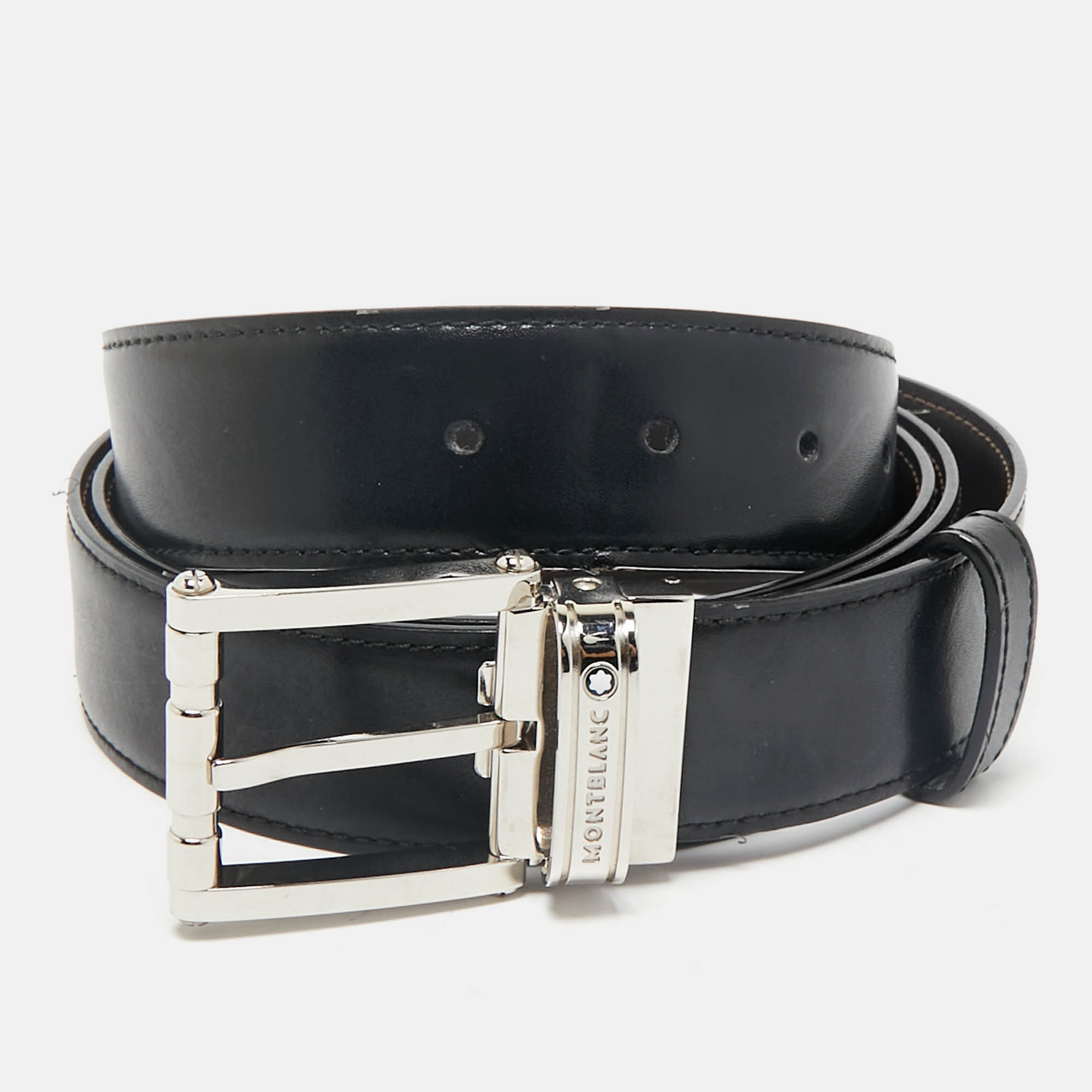 

Montblanc Black/Brown Leather Reversible Cut to Size Belt