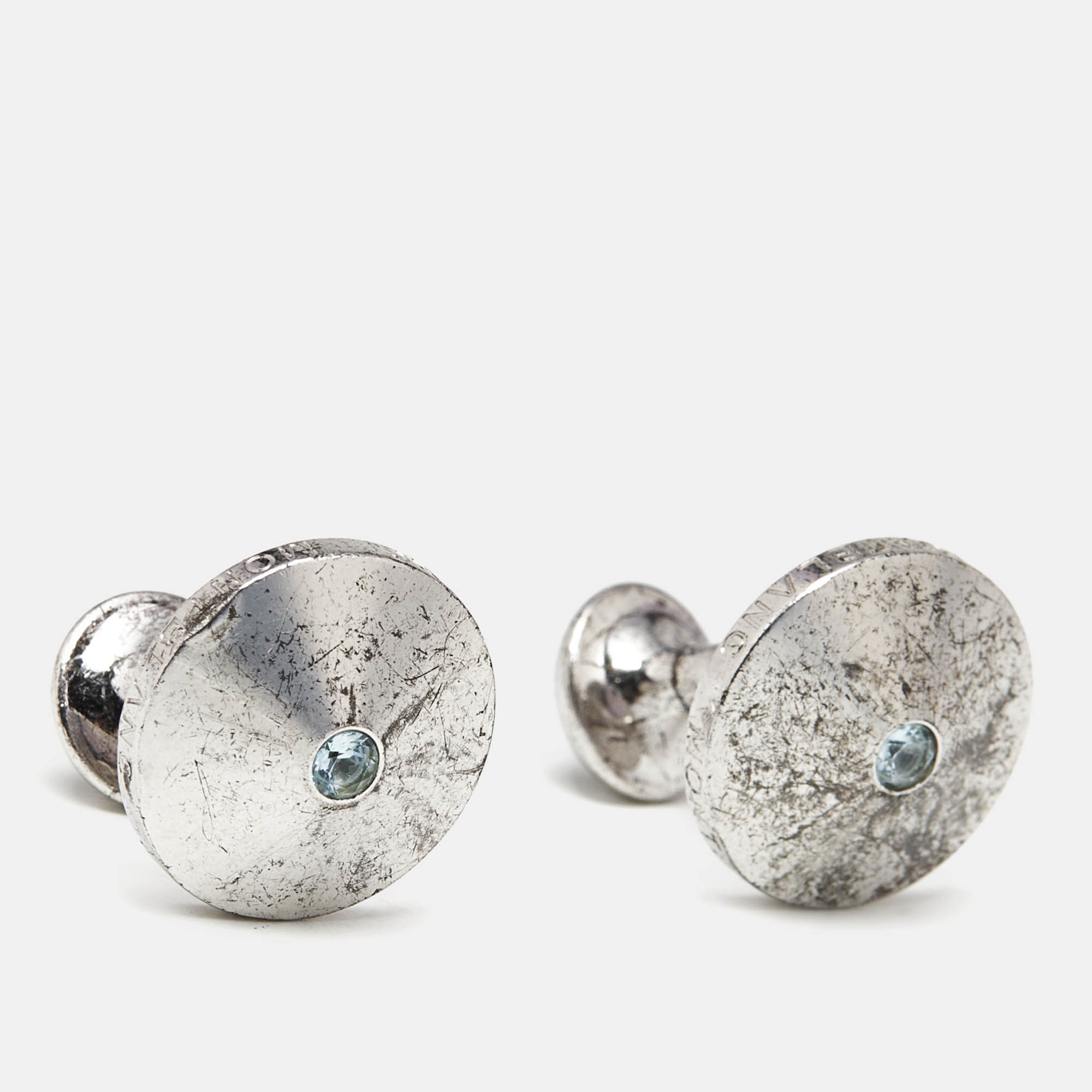 

Montblanc Blue Stone Silver 925 Round Cufflinks