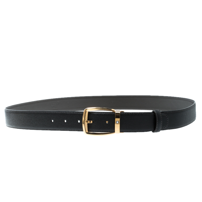 Pre Owned Montblanc Dark Brown Leather Classic Line Buckle Belt 120cm