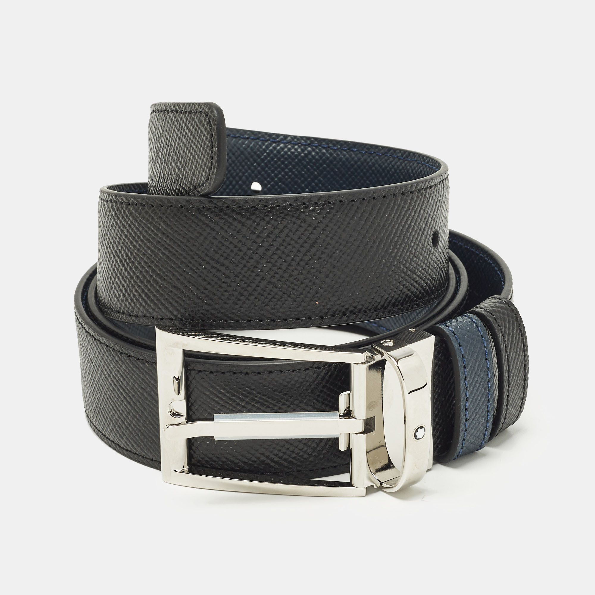 

Montblanc Meisterstuck Cut to Size Reversible Buckle Belt Black/Blue Leather