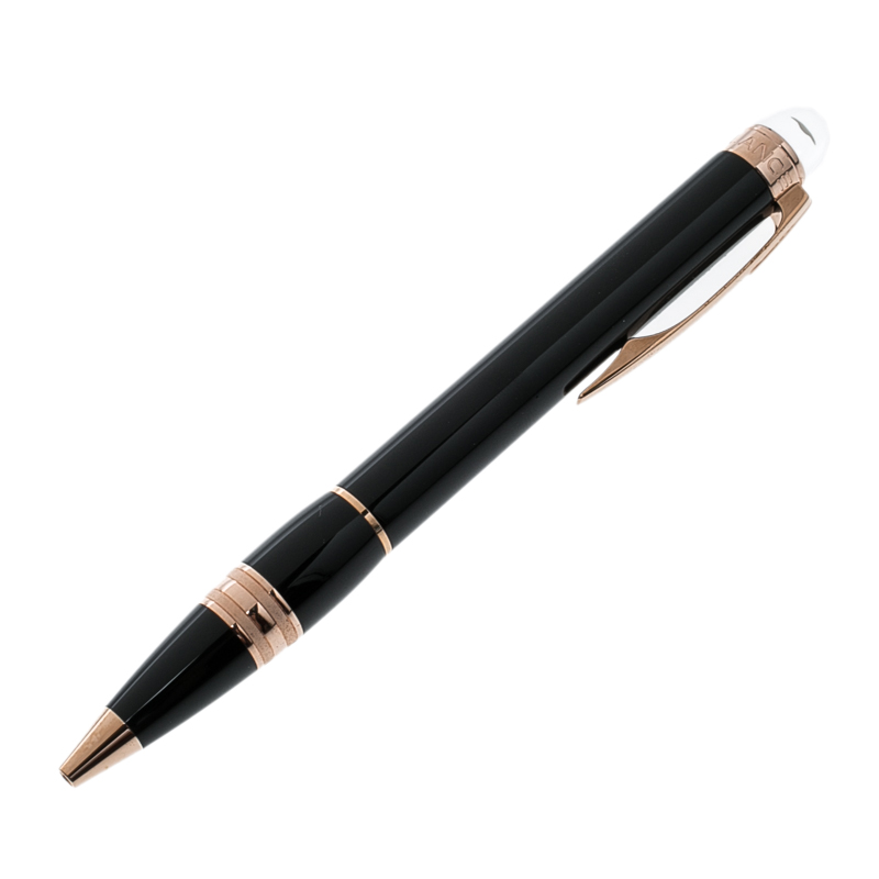Pre Owned Montblanc Star Walker Rose Gold/Black Resin Ballpoint Pen
