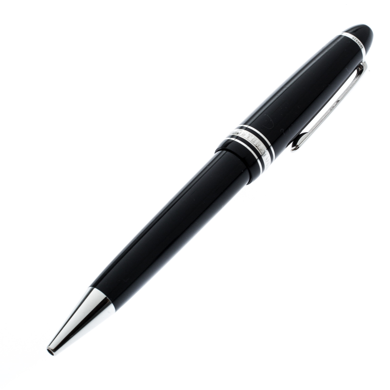 Pre Owned Montblanc Black Meisterstuck Resin Silver Tone Ballpoint Pen