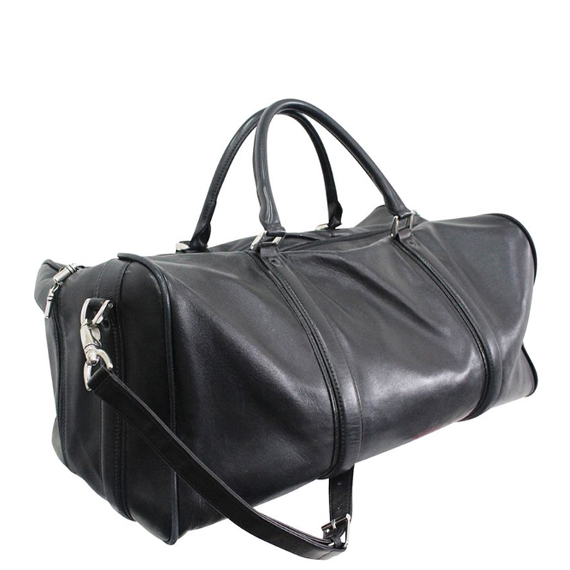 

Montblanc Black Lambskin Leather Travel Weekender Bag