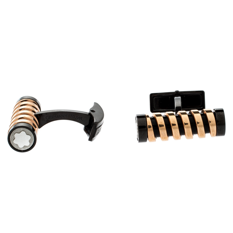 Montblanc Spiral Bar Two Tone Star Cufflinks, Gold