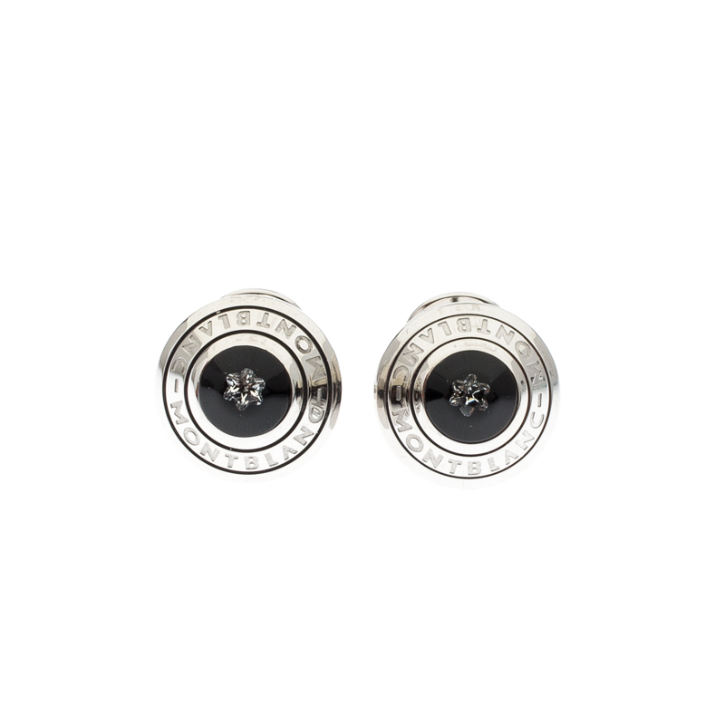 Pre Owned Montblanc Domed Floating Diamond Silver Tone Cufflinks
