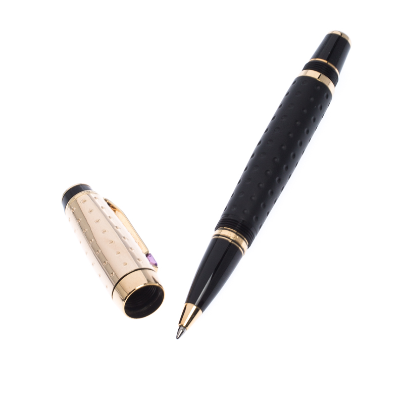 Pre Owned Montblanc Matte Black and Gold Boheme Doue Textured Rollerball Pen