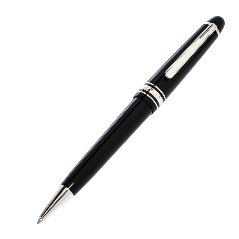 Pre Owned Montblanc Meisterstuck Black Resin Silver Tone Ballpoint Pen