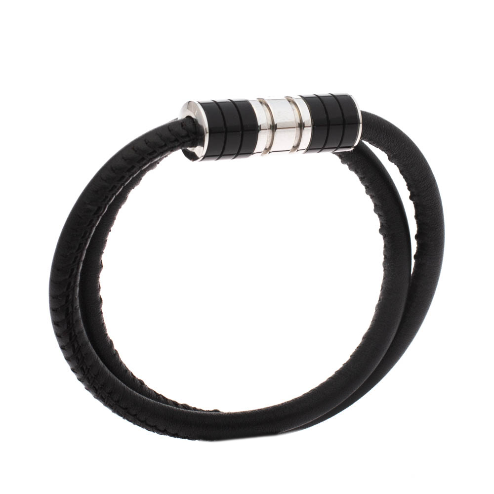 

Montblanc Black Leather Double Wrap Bracelet