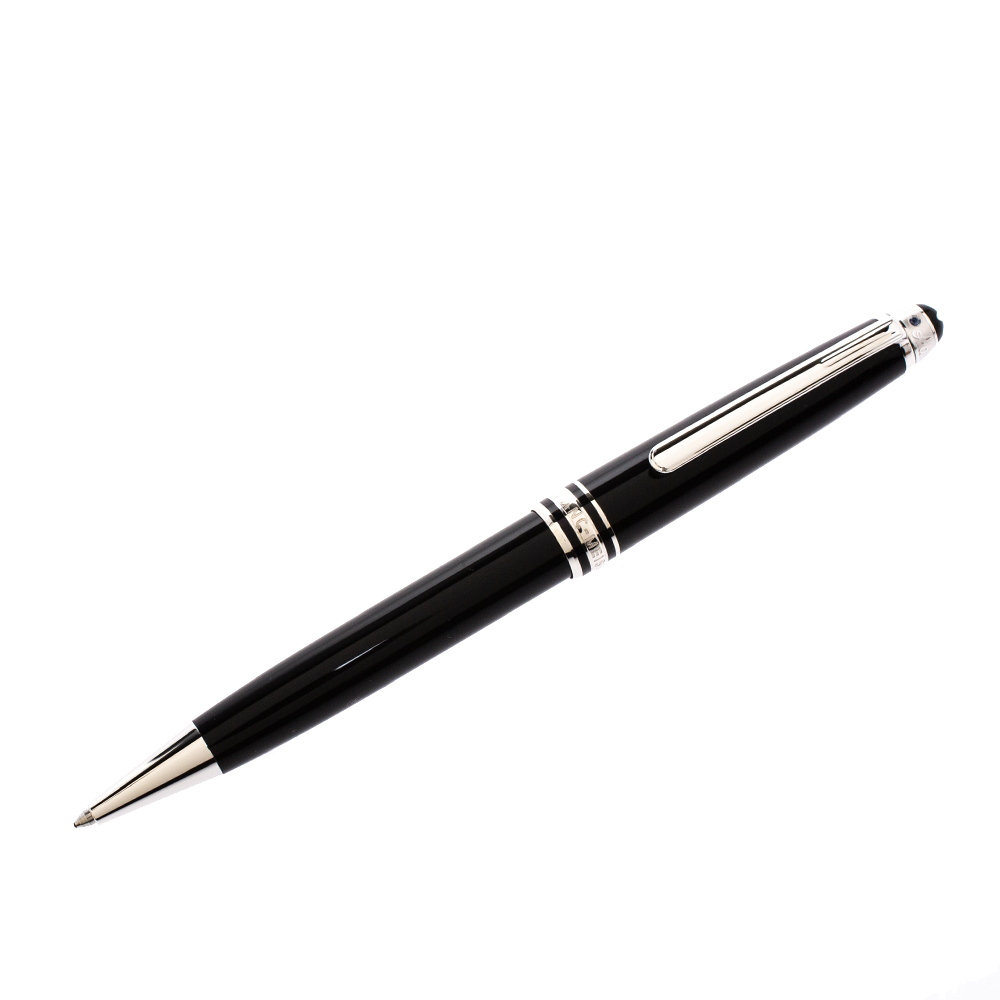 Pre Owned Montblanc Black Meisterstuck Resin Silver Tone Ballpoint Pen