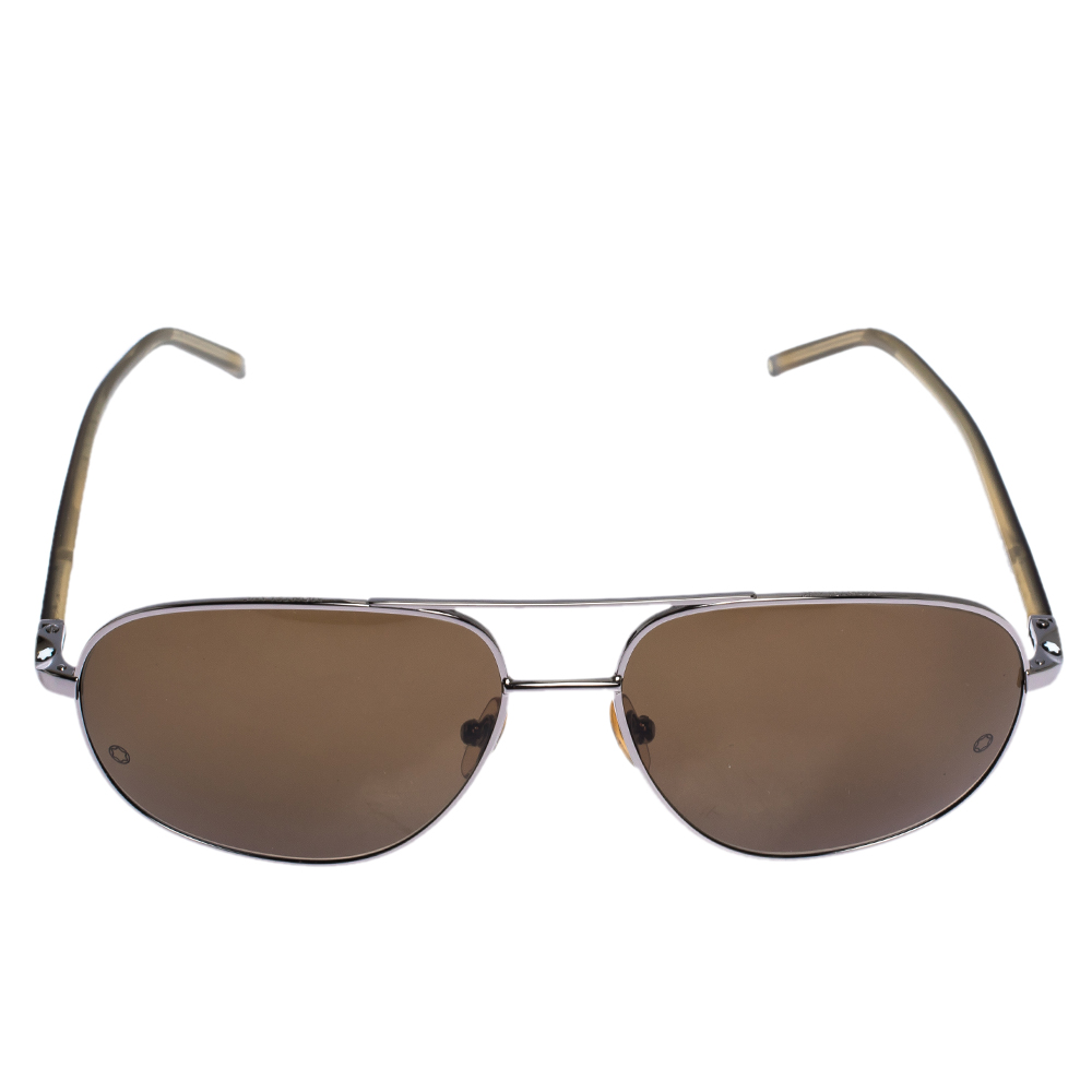 

Montblanc Grey/Brown MB267S Aviator Sunglasses