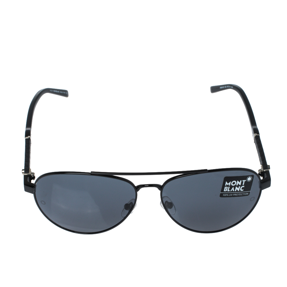 

MontBlanc Black/ Smoke Grey MB645S Polarized Aviator Sunglasses