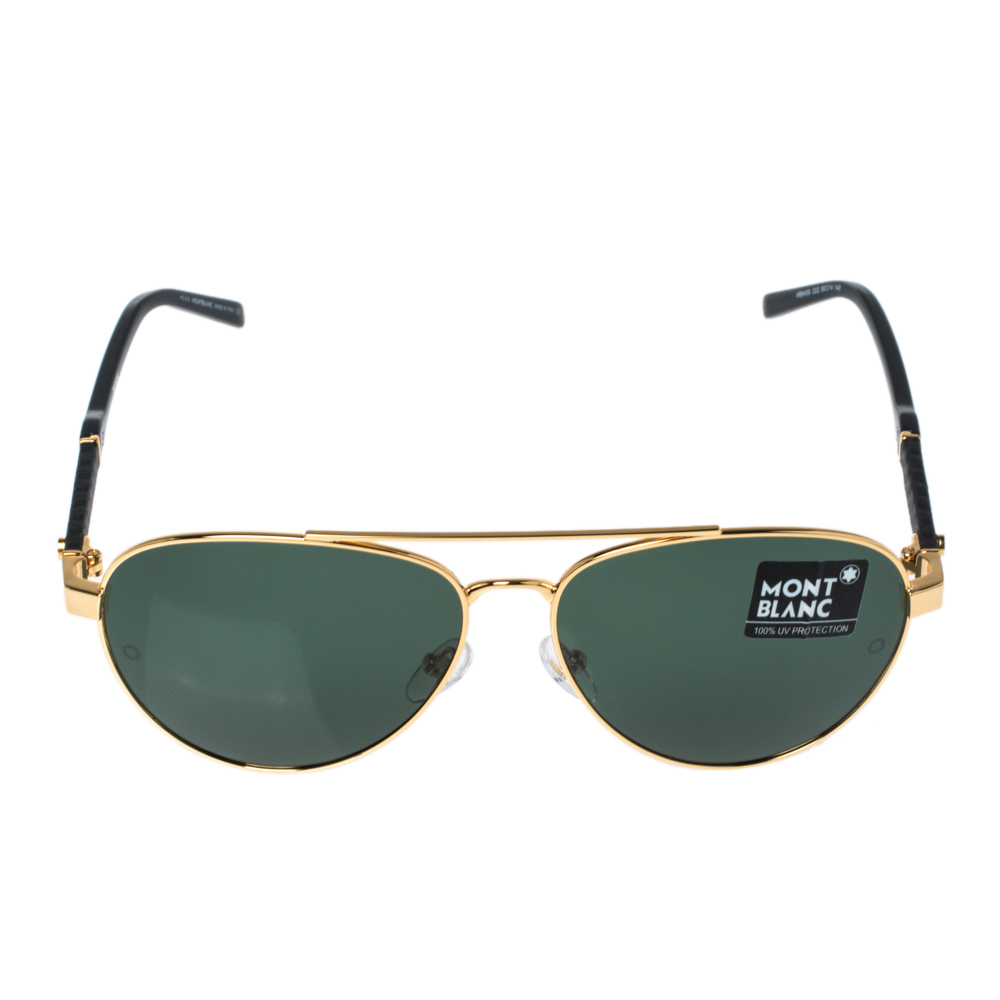 

Montblanc Gold Tone/ Green Mb645S Polarized Aviator Sunglasses